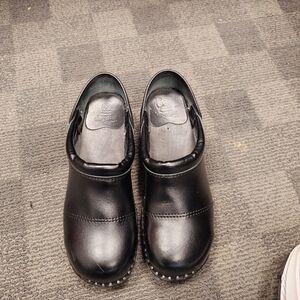 Troentorp Picassp Black Leather Clogs